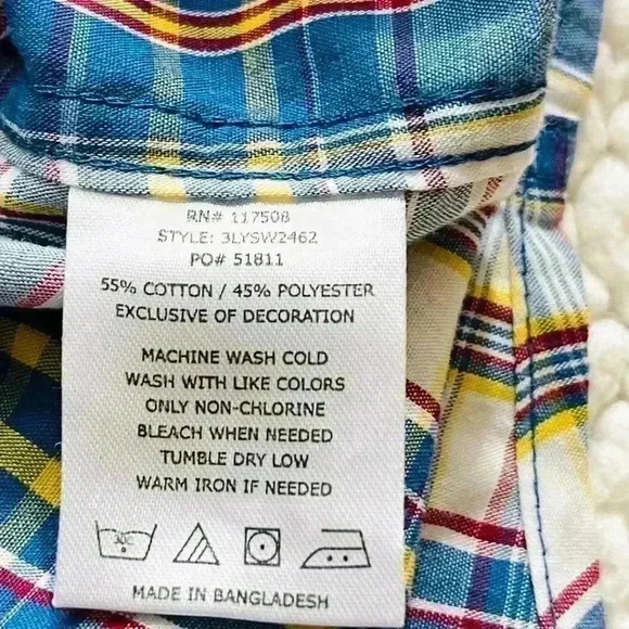 Levi's Barstow Western Short Sleeve Multi Color Checker Plaid Snap Shirt Size L - Picture 15 of 16